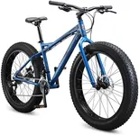 Mongoose Juneau Men and Womens Fat Tire Mountain Bike, 26x4-Inch Big Fat Wheels, 16-Speed Trigger Shifters, Adult Aluminum Mountain Frame, Blue