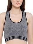 Clovia Women's Padded Seamless Sports Bra with Racerback (BR1868P05_Grey_S)