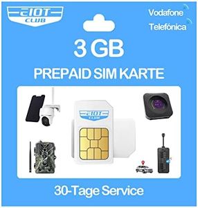 EIOTCLUB Tarjeta Prepago, Tarjeta Solo Datos Compatible con Red Vodafone, Orange y Telefónica , Para cámara 4G LTE, caza de cámara 4G, Routers y localizador GPS, sin contrato no hay número de teléfono