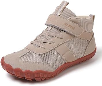 KUBUA Kids Barefoot Shoes Boys Girls High Top Minimalist Zero Drop Sneakers for Tennis Walking Hiking Athletic Beige 10.5 Little Kid