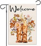 Balgardekor Welcome Boots Garden Flag Vertical Double Sided Flower Bird Autumn Fall Yard Outdoor Decor 12.5 x 18 Inches(Welcome Boots)