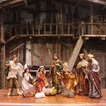 Zayton Nativity Set Christmas Indoor 11 Piece 5 inch Scene Figurines Statue Jesus Manger Christmas Crib Ornament Church Xmas Gift Home Decoration