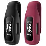 EEweca 2-Pack Clip Case Accessory for Fitbit Inspire 2, Black+Sangria