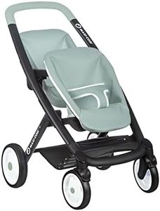Smoby - Maxi COSI - Poussette Jumeaux Sauge - pour Poupons et Poupées - Roues Silencieuses et Multidirectionnelles - Panier de Rangement - 253220