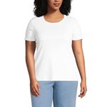 Lands' End Women's Cotton Rib Short Sleeve Crewneck T-Shirt, White, X-Large