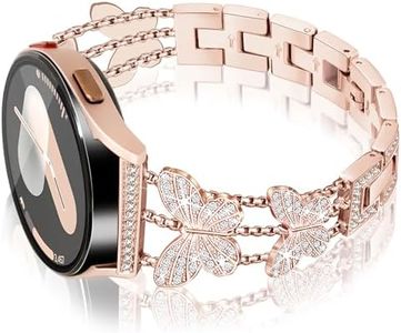 Ocaer Compatible with Samsung Galaxy Watch 7/FE/6/5/4 40mm 44mm, Galaxy Watch 6 Classic 43mm 47mm, Cute Bling Metal Band for 20mm Samsung Galaxy Watch 5Pro Band/Watch 4 Classic/Active 2(Rose Gold)