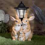 GloBrite Outdoor Solar Lights, Solar Rabbit Family with Post Light Lantern, Solar Lights | Garden Ornaments | Resin Ornaments Solar Lights Garden & Garden Gifts