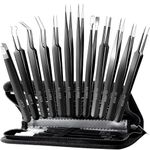 Antonki 12 Pack Precision Tweezers Set, Professional Stainless Steel Tweezers for Craft, Soldering, Jewelry, Eyebrow, Facial Hair, Ingrown Hair Removal, Eyelash Extension - with Case
