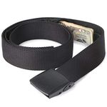 Travel Security Money Belt with Hidden Money Pocket - Cashsafe Anti-Theft Wallet Unisex Nickel free Nylon Belt by JASGOOD, A-black, Suit for pant size 41-45"