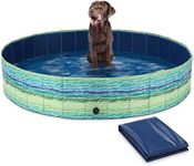 Navaris Dog Pool with Print - 160 cm Paddling Pool for Dogs - Extra Large XL Pet Swimming Pool to Fill with Water in Hot Weather - Includes Cover