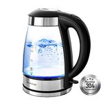 Evoloop Electric Tea Kettle 1.7L Hot Water Boiler, 1500W Glass Water Kettle with Auto Shut-Off & Boil Dry Protection, BPA Free, Cordless Base & LED Indicator…