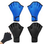 GAJPBLK 2 Pairs Swimming Gloves Swim Training Gloves Neoprene Gloves Webbed Fitness Water Resistance Training Gloves for Swimming Diving with Wrist Strap