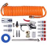 WYNNsky 1/4" NPT Air Accessory Kit - 20 Piece, Air Compressor Hose Toolkit with Coil PU Hose/Blow Gun/Tire Gauge/Storage Case