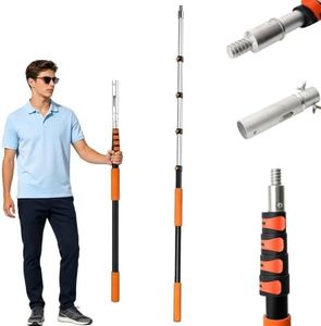 AgiiMan 4-16 FT Telescopic Pool Pole, Swimming Pool Pole with 4 Baffle Locks Durable Aluminium and Vacuum Ports Telescopic Extendable Poles Use with Cleaning Nets, Skimmers, Brushes and More
