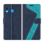 MOBESV Phone Cover For Samsung Galaxy A40, Flip Wallet Case for Samsung Galaxy A40 Phone Case, Dark Blue/Light Blue