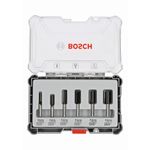 Bosch Router Bit Set, Straight Bits 8 mm Shank, With Euro Hole, DIN EN-847 for Fine Cuts on Wood (6-Pieces)