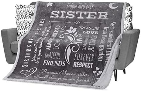 FILO ESTILO Sister Birthday Gifts from Sister, Sister Blankets, Sister Gifts, Say Love You Sister with a Plush Cozy Sister Throw Blanket 60x50 Inches (Grey, Sherpa)