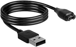 kwmobile Charger Cord Compatible with Garmin Vivoactive 3, 4 / Vivosport/Venu 2, 2S, Sq/Fenix 5, 6, 7S, 7X - Charger for Smart Watch USB Cable - Black