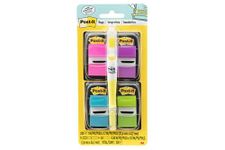 Post-it 680-PPBGVA Flags, 1-Inch, Ideal for Marking and Flagging Paper Docs, Asstorted Colors, 50 Per Dispenser, Four Dispensers Per Pack, Bonus Free Flag + Highlighter Pen