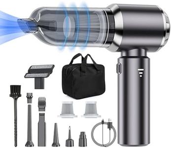 Car Vacuum Cleaner Cordless, Mini Vacuum Cleaner 21000PA High Power Suction, 4-in-1 Compressed Air Duster & Air Blower & Pump, Portable Handheld Vacuum with Brushless Motor for Home, Camping (Grey)