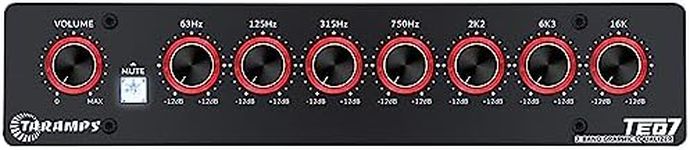 Taramp's TEQ 7 Stereo 7-Band Graphic Equalizer RCA Input 2 Channels HPF and LPF Filters Mute Function Car Audio Mixer Equalizer EQ, Best Control for Car, Boat, Motorcycle - TEQ7 Red