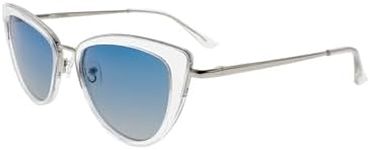 FAA'N 2024 Retro Big Frame Cat Eye Polarized Sunglasses Women with Spring Hinge(Clear Blue)