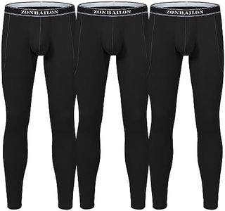 ZONBAILIN Mens Thermal Underwear Bamboo Viscose Long Johns Bottoms Base Layer Pants (Black 3-Pack, Large)