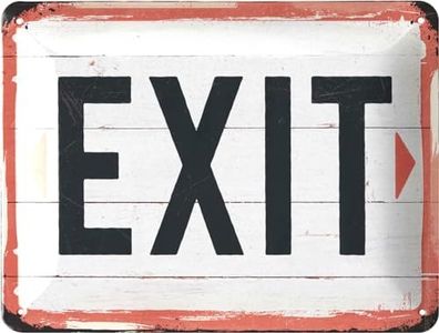 LANOLU Retro Tin Sign EXIT Sign Vintage Cinema Sign Party Room Decoration Pubs and Bar Decoration Retro Metal Sign as Gift Exit Garage 15 x 20 cm