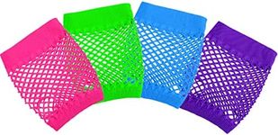 12 Pairs Neon Fingerless Fishnet Gloves for Women and Girls Punk Wrist Glove 80s Fishnet Gloves Short Net Mesh Fingerless Gloves for 80's Theme Party Supplies, Blue, Pink, Green and Purple, As the Picture Shown