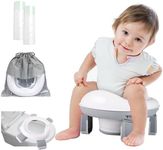 Beavtaens Portable Potty: Travel Potty with Leakproof Washable Liner 2 in 1 On the Go Potty Used as Standalone Potty & Potty Ring Car Potty with Handbag & 40 Disposable Liners (Gray)