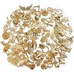 BEZANU Vintage Pendant Charms, 100 PCS Mixed Metal Pendants for Jewelry Making, Necklace, Bracelet, Crafting Making (Bulk, Glod）