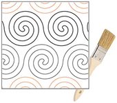 Quilting Pantographs Pattern Paper Roll - for Longarm Quilting Machines | Easy Wavy Spirals Design Quilt Pantograph | Set Includes Long Arm Quilters Sewing Machine Cleaning Brush for Rails and Tracks
