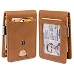 TRAVANDO Money Clip Wallet Atlanta Mens Front Pocket Slim RFID Blocking - Credit Card Holder - Mini Bifold, Cognac Brown, Small, Money Clip Wallet