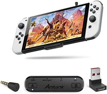 Antank Émetteur Audio Bluetooth Prend en Charge aptX-HD aptX Low Latency AAC Compatible avec Nintendo Switch/Lite/OLED/ PS4/ PS5 Double Diffusion Adaptateur Bluetooth avec Chat Vocal dans Le Jeu