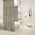Macochico 12ft Wide x 7ft Tall Flat Hooks Hospital Curtain Medical Clinic SPA Lab Privacy Room Divider Drapes,Taupe