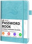 Elegant Password Book with Alphabetical Tabs - Hardcover Password Book for Internet Website Address Login - 5.2" x 7.6" Password Keeper and Organizer w/Notes Section & Back Pocket (Turquoise)