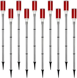 DatingShiny 10PCS Solar Powered Driveway Markers Reflective Driveway Markers Red Landscape Driveway Reflectors for Snow Road Outdoor Yard Parking Sidewalk