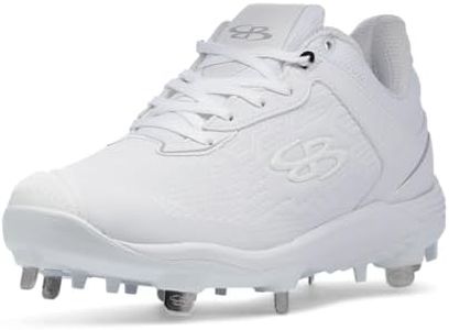 Boombah Viper Pro Women's Metal Cleat - Pitching Toe White/White - Size 8.5