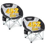 KingCamp Set of 2 Moon Chair for Adults with Cooler Bag Folding Camping Chair XXL Padded Heavy Duty Portable for Heavy People for Garden Fishing Beach Outdoor Indoor supports 205KG