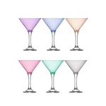 LAV Multicolored Martini Glasses Set of 6 - Colorful Martini Cocktail Glass Set - Colorful Drinkware for Martini, Margarita, Mocktails, House Party - Dishwasher Safe - Useful Gift for Cocktail Lovers