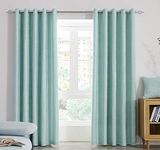 Super Soft Light Chenille Lined Eyelet Curtains Duckegg Blue, Window Treatment Blinds 2 Panels for Bedroom, Livingroom, Kids Nursery Room 66x54 inch