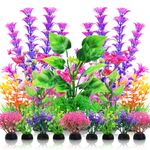 QUOZUO Aquarium Decorations Plants, 20pcs Aquarium Decor Plants, Colorful Fish Tank Accessories, Fish Tank Plants Plastic Decoration for Aquariums