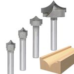 Akylin 4pcs Point Cutting Roundover Router Bit Set,1/4" Shank,Round-Over Plunge Cutter for Wood Plunging,Routing