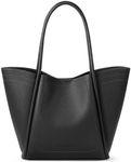 BOSTANTEN Work Purses for Women Vegan Leather Shoulder Bag Large Tote Handbag for Travel 2024, Black