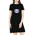 Pooplu Women's Regular Fit Knee Length Smiling Face Licking Lips Emoji Cotton Graphic Printed Round Neck Half Sleeves Emoji, Gesture, Fun, Masti Tees, Pootlu Tops and Tshirts.(Oplu_Black_4X-Large)