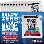 BELOW ZERO Reusable Ice Packs for Lunch Box and Cooler Bags – Patent Pending Coldest and Longest Lasting Technology, 8+ Hour Cooling Ice Gel Pack - Size 7.5"x6.5" (You Fill/Screw Cap 10 Pack)