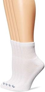 Medipeds Womens Diabetic Quarter Socks With Non-Binding Top And Cushion 4 Pairs, White, Shoe Size: 10-13