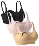 iLoveSIA Womens Maternity Nursing Bra 3Pack Beige+Black+Pink L Fit 34CD 36BC 38AB