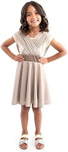 Little Adventures Scavenger Twirl Dress - Machine Washable Child Pretend Play and Party Dress with No Glitter (Size 4) Beige