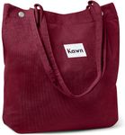 Kawn Women Corduroy Canvas Tote Bag Shoulder Cord Purse Reusable Shopping Bag Grocery Bag Large Capacity Washable Handbag Girls Shoulder Bag With Inner Pocket For Daily Use (Wine Red)